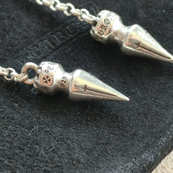 Chrome Hearts Spike Drop Earrings 925 Sterling Silver (Pair) New - Picture 9 of 14